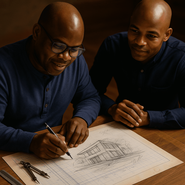 Founder of 25to55: Life Design coaching a client on how to architect a life blueprint.